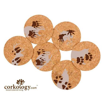 CORKOLOGY Animal Paw Prints Cork Coaster Sets 392